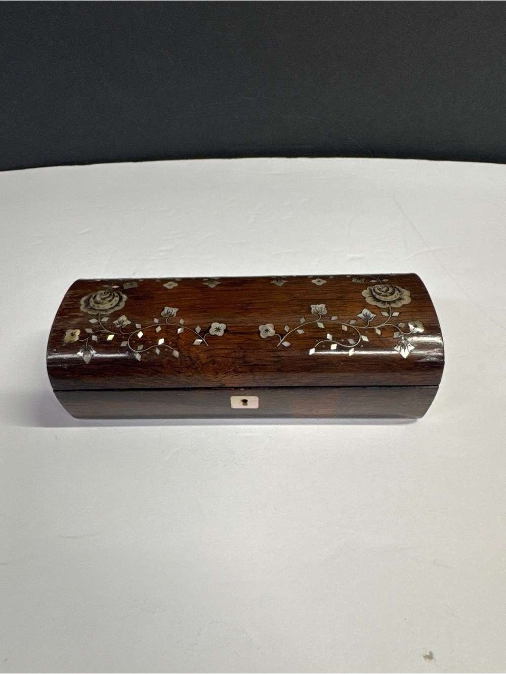 Antique Rosewood Mother of Pearl Inlaid Glove/ Trinket Box